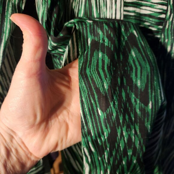 New with Tags! Derek Lam Green & White Wood Grain Pattern Shirt Dress Size L - Picture 6 of 10